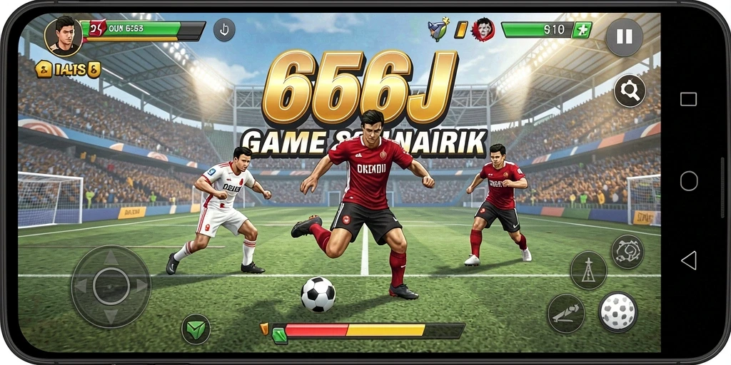 Screenshot utama 666J menampilkan aksi seru dalam permainan olahraga.