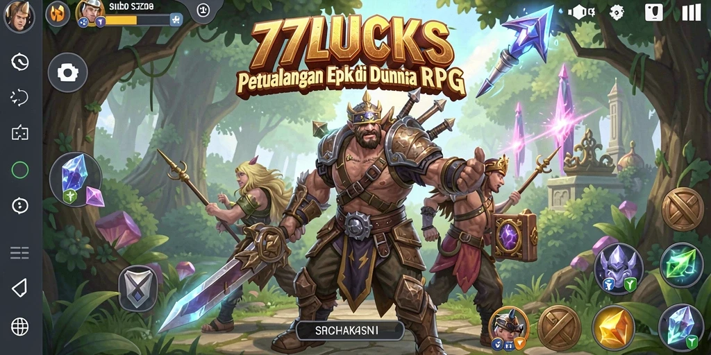 Tampilan gameplay seru di 77LUCKS dengan aksi petualangan RPG.