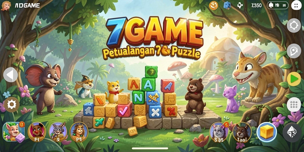 Tampilan gameplay seru dalam 7GAME dengan berbagai puzzle menarik.