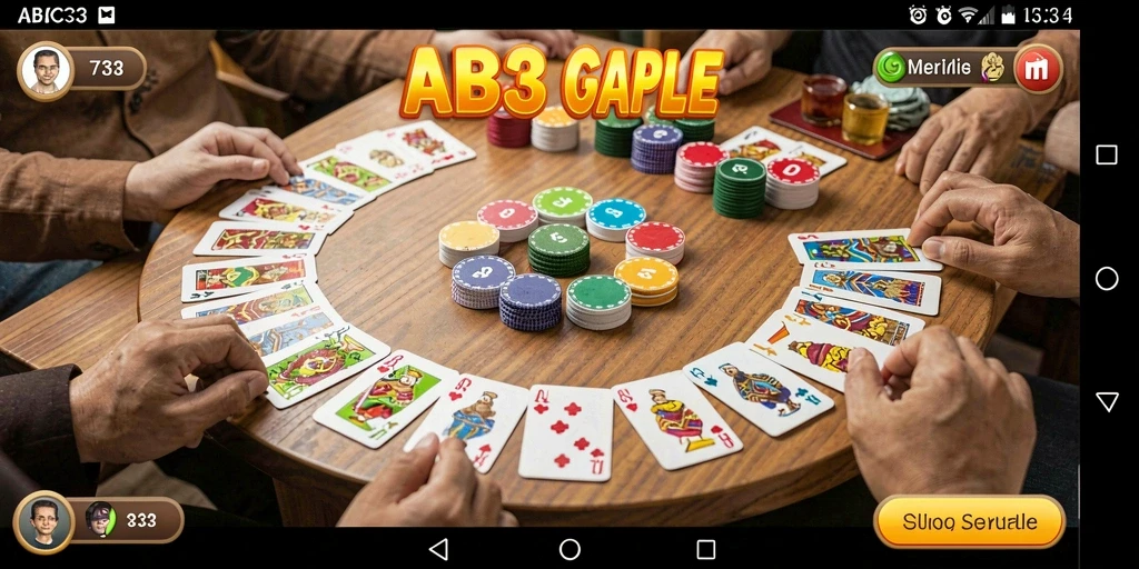Tampilan gameplay seru dari ABC33 yang menunjukkan momen permainan Gaple.
