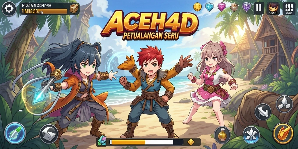 Screenshot gameplay ACEH4D yang menampilkan pertarungan seru karakter Anime.