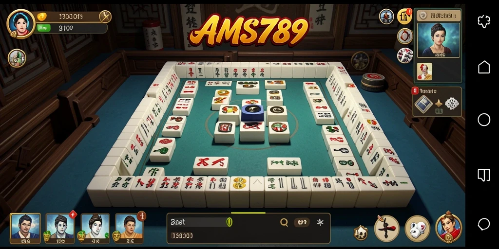 Tampilan menarik dari gameplay Mahjong dalam AMS789.