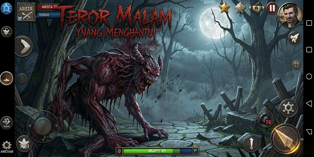 Screenshot utama ARISTA88 menampilkan suasana mencekam dan gameplay Horror.