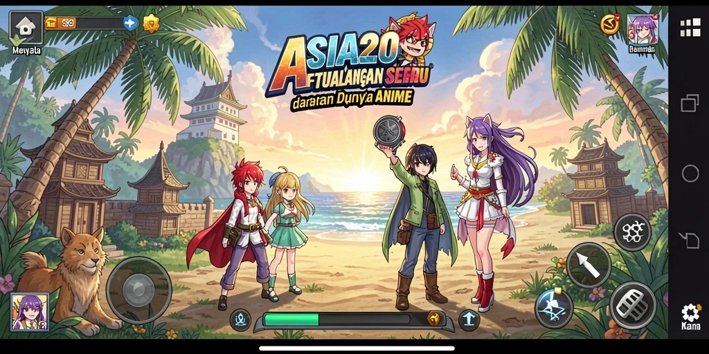 Tampilan gameplay seru di dunia anime yang penuh warna.
