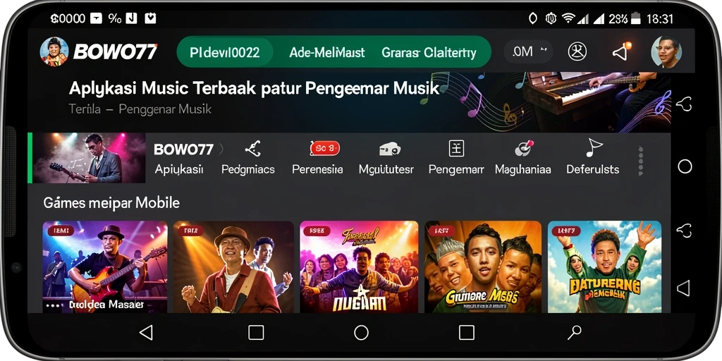 Tampilan gameplay BOWO77 dengan tantangan musik yang seru.