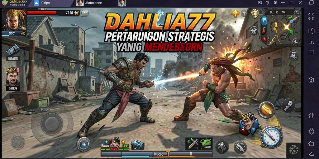 Tampilan gameplay menarik dari DAHLIA77 dengan pertempuran strategis.