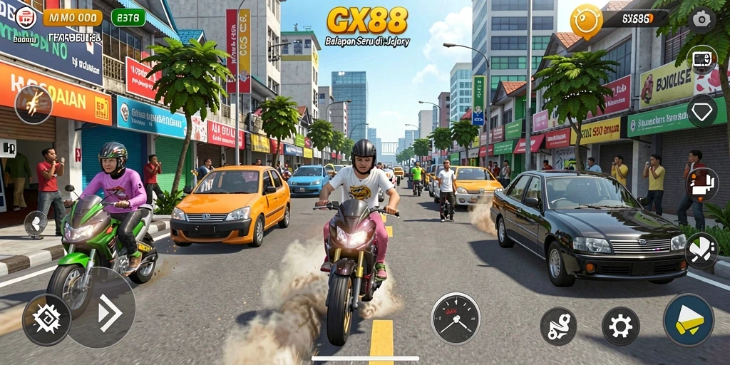 Gameplay balapan yang seru dan mendebarkan di GX88.
