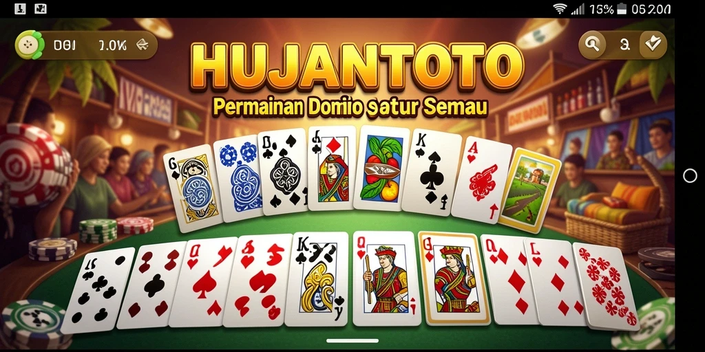 Tampilan gameplay HUJANTOTO yang menampilkan aksi domino yang seru.