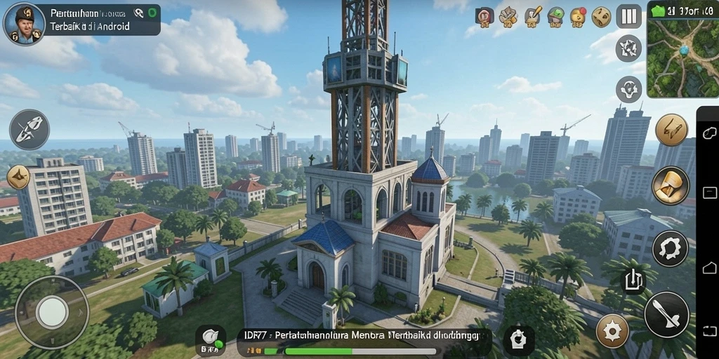 Screenshot gameplay IDR77 menampilkan menara berdiri tegak melawan gelombang musuh.