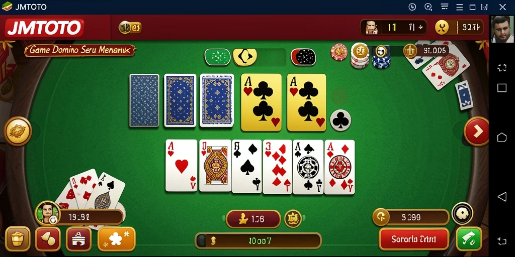 Tampilan gameplay seru dari JMTOTO yang menampilkan keseruan bermain domino.