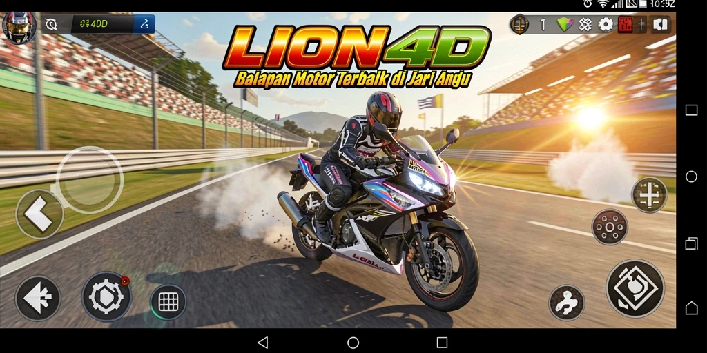 Tampilan gameplay LION4D yang penuh aksi dan balapan seru.