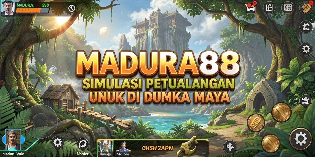 Tangkapan layar utama MADURA88 menunjukkan dunia simulasi yang mendetail.