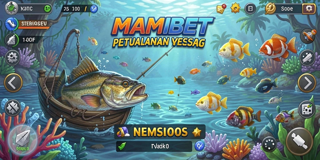 Screenshot gameplay MAMIBET menampilkan aksi menangkap ikan yang mendebarkan.
