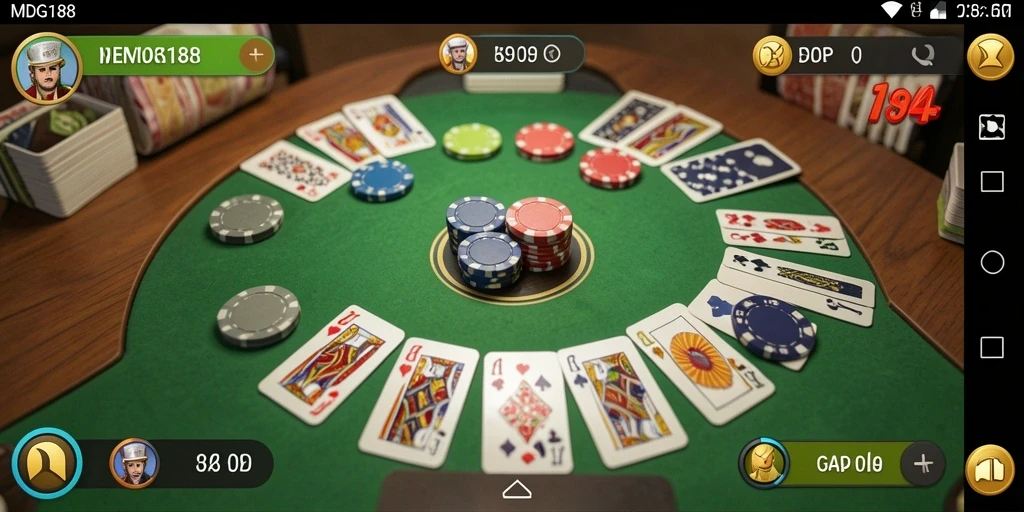 Screenshot gameplay MDG188 yang menampilkan suasana seru permainan Gaple.