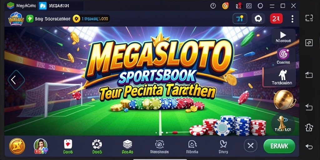 Screenshot utama MEGASLOTO menampilkan antarmuka sportsbook yang menarik.