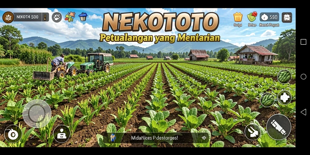 Gameplay seru dalam NEKOTOTO dengan berbagai jenis tanaman dan hewan.