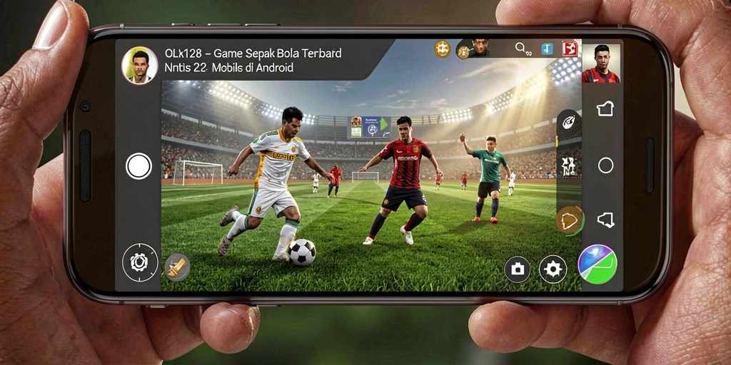 Tampilan gameplay OLX128 dengan aksi sepak bola yang seru.