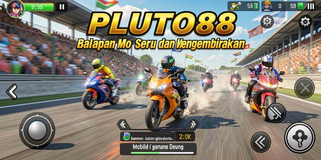 Gameplay seru PLUTO88 dalam balapan motor yang menegangkan.