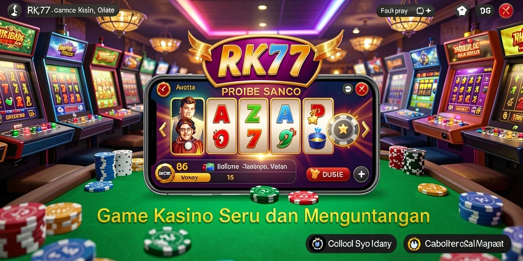 Tampilan gameplay RK77 yang mendebarkan dengan berbagai pilihan permainan Kasino.