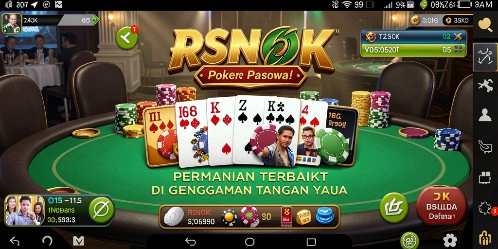 Tampilan gameplay RSNOK dengan suasana meja poker yang menarik.