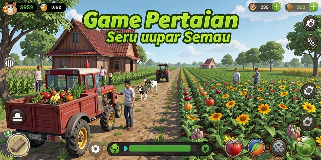 Tangkapan layar S9S9 menampilkan suasana pertanian yang realistik.