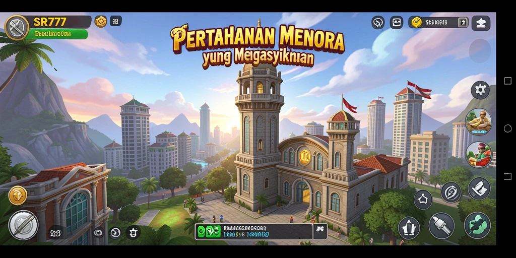 Screenshot gameplay menampilkan aksi menara pertahanan yang mendebarkan.