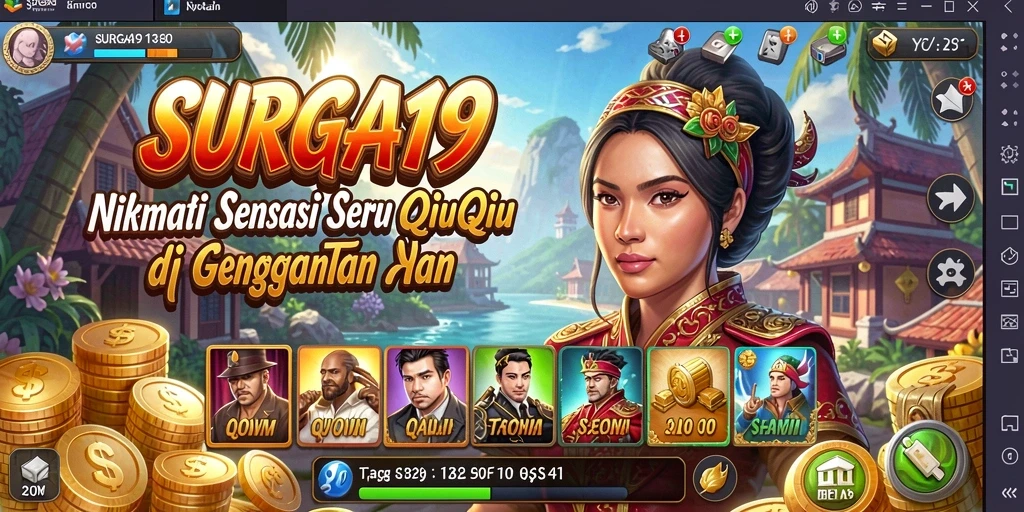 Tampilan dinamis gameplay QiuQiu dalam SURGA19 yang penuh aksi.