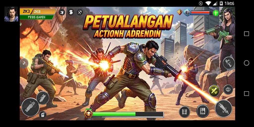 Screenshot ZK3 menampilkan aksi bertarung yang menegangkan dan penuh adrenaline.